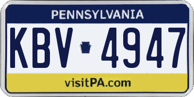 PA license plate KBV4947