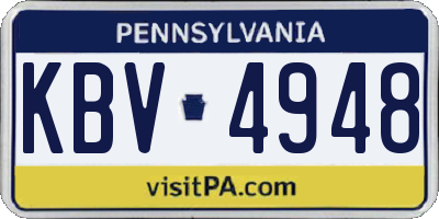 PA license plate KBV4948