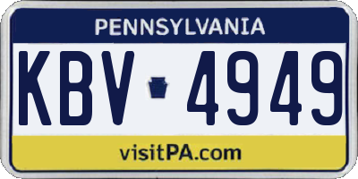 PA license plate KBV4949