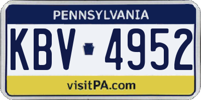 PA license plate KBV4952