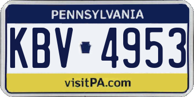 PA license plate KBV4953