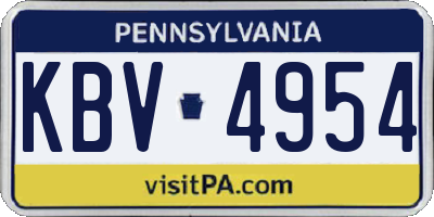 PA license plate KBV4954