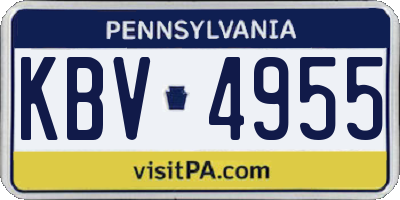 PA license plate KBV4955