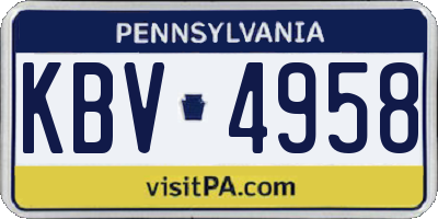 PA license plate KBV4958