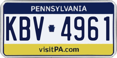 PA license plate KBV4961