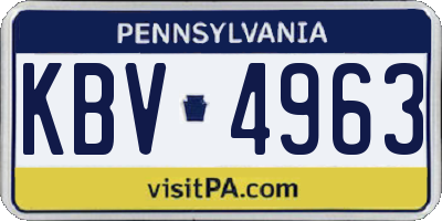 PA license plate KBV4963