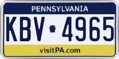 PA license plate KBV4965