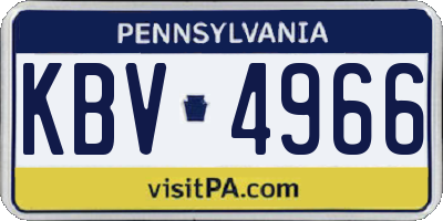 PA license plate KBV4966