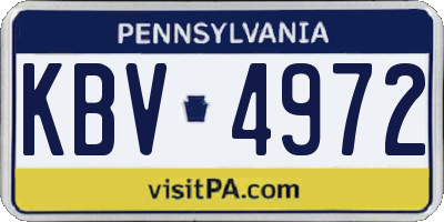PA license plate KBV4972