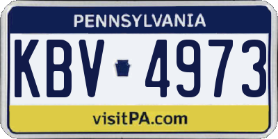 PA license plate KBV4973