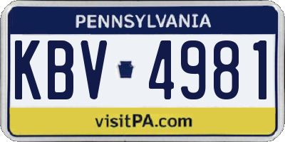 PA license plate KBV4981