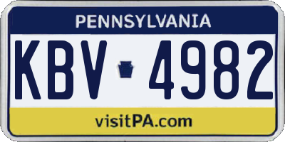 PA license plate KBV4982