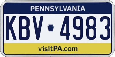 PA license plate KBV4983