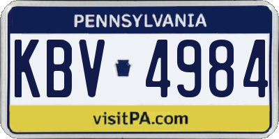 PA license plate KBV4984