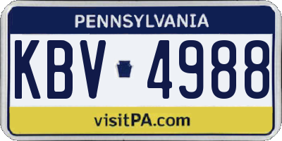 PA license plate KBV4988