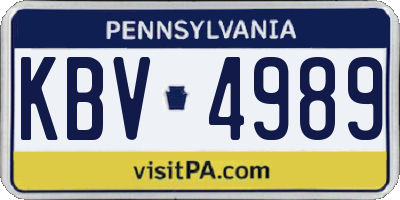 PA license plate KBV4989