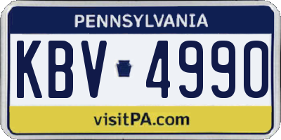 PA license plate KBV4990