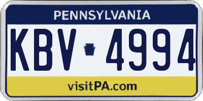 PA license plate KBV4994
