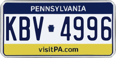 PA license plate KBV4996