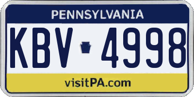 PA license plate KBV4998
