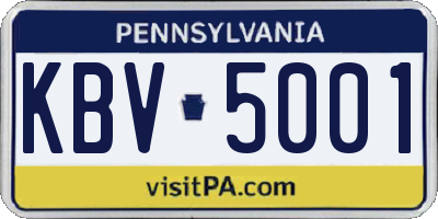 PA license plate KBV5001