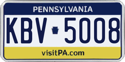 PA license plate KBV5008