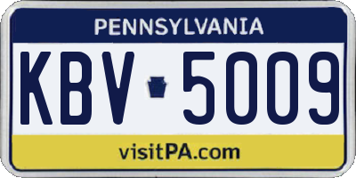 PA license plate KBV5009