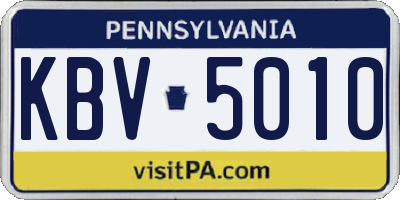 PA license plate KBV5010