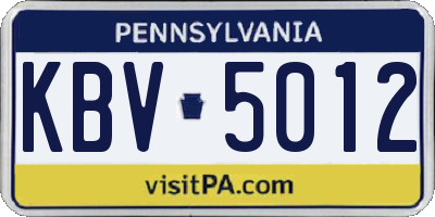 PA license plate KBV5012