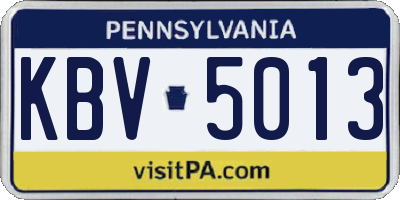PA license plate KBV5013