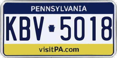 PA license plate KBV5018