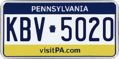 PA license plate KBV5020