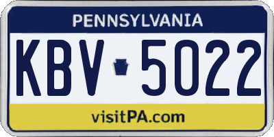 PA license plate KBV5022