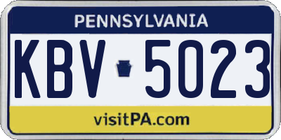 PA license plate KBV5023