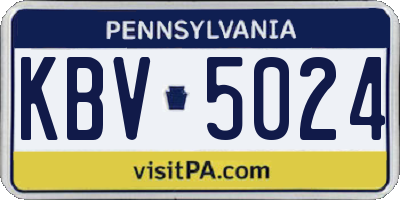 PA license plate KBV5024