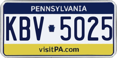 PA license plate KBV5025