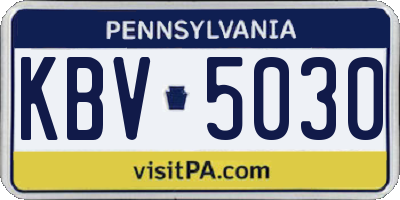 PA license plate KBV5030