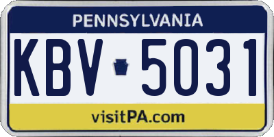 PA license plate KBV5031