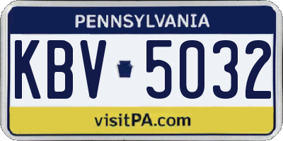 PA license plate KBV5032