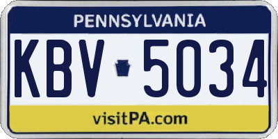 PA license plate KBV5034