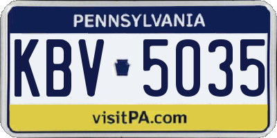 PA license plate KBV5035