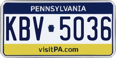 PA license plate KBV5036