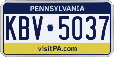 PA license plate KBV5037