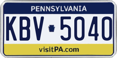 PA license plate KBV5040