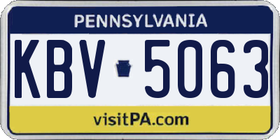 PA license plate KBV5063