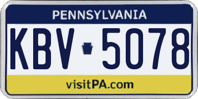 PA license plate KBV5078