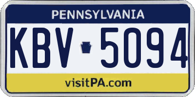PA license plate KBV5094