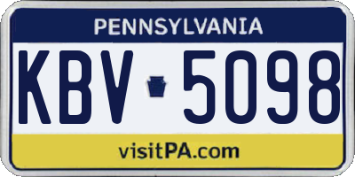 PA license plate KBV5098
