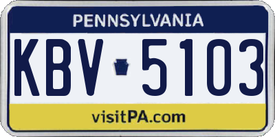 PA license plate KBV5103