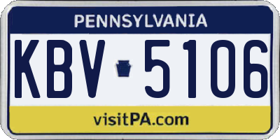 PA license plate KBV5106